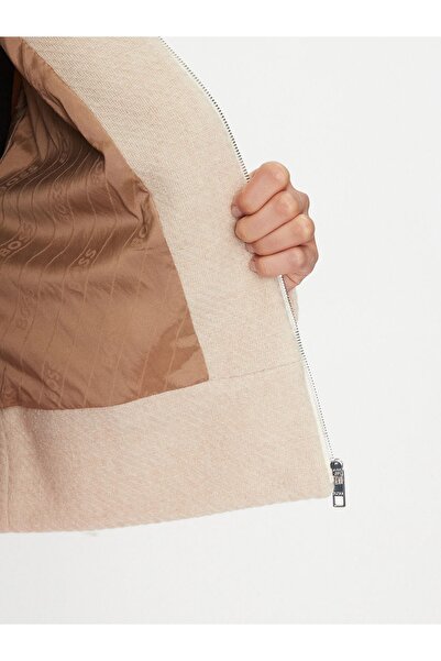 HUGO Women's Pocket Detailed Zipper Closure Long Sleeve Beige Jacket50494108-260