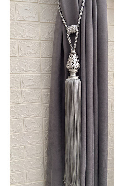 Helezoni Perde Aksesuarı Polyester Vazo Uzun Varaklı Model Püsküllü Braçol Kornişe Takmatik 1 Adet