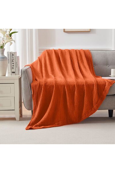 EVYA King Size 230X240Cm 4 Layer Muslin Pique Organic 100% Cotton Soft Tile Cool Bedspread