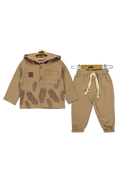ESKİMİŞ TEKSTİL BABY Boy's Muslin Hooded Suit Set