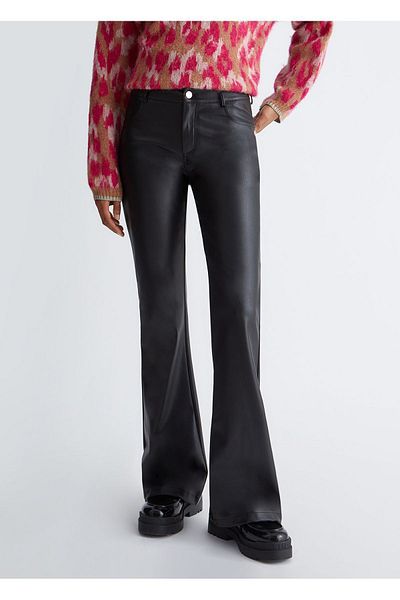Liu Jo Women's High Waist Slim Comfortable Black Pants MF3039E0624-22222