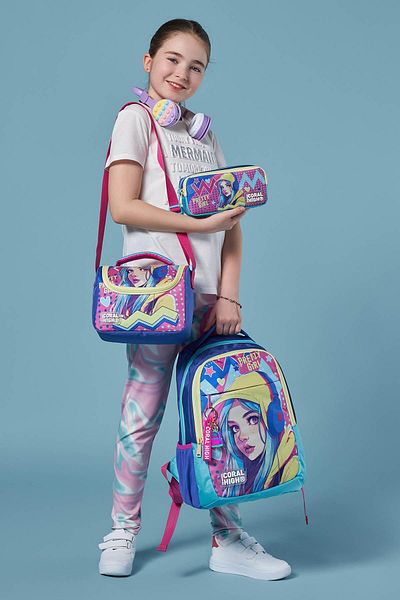 Coral High Set de 3 genți de școală cu model lavandă turcoaz pentru fete - SET 0123661