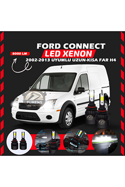 SHOOPLAA Ford Connect 2002-2013 Uzun - Kısa Far Uyumlu Şimşek Etkili Led Xeno...