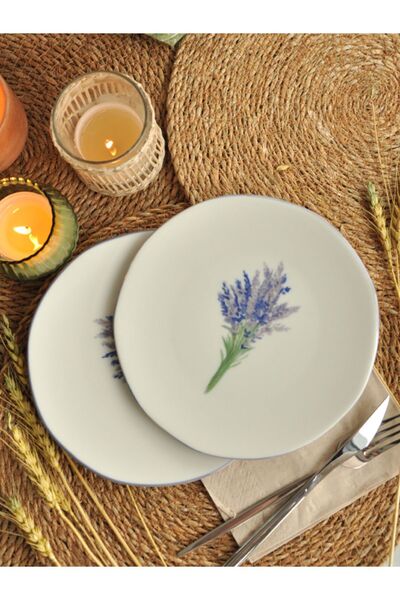 M'art Home Sipahi Lavanta 6 li Porselen Pasta Tabağı 19 Cm