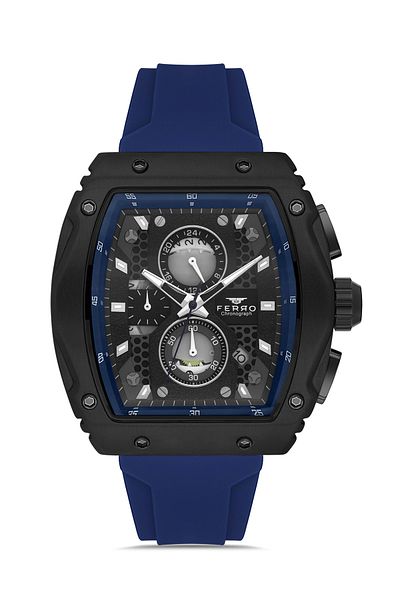 FERRO Men's Wristwatch FM11351D-ZL - Navy Blue Silicone Cord