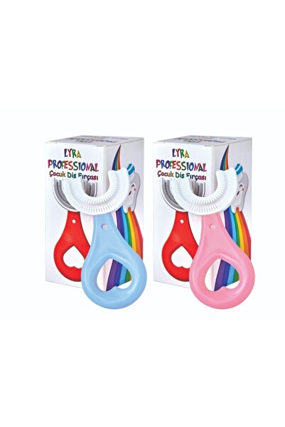 Lyra Professional U Şeklinde Ikili Set Pratik Çocuk Diş Fırçası 2-6 Yaş Pembe Mavi