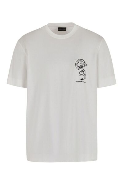 Emporio Armani Ανδρικό βαμβακερό κοντό μήκος χαλαρή εφαρμογή Casual λευκό1 T-shirt EM 000009   AF10017-M0007