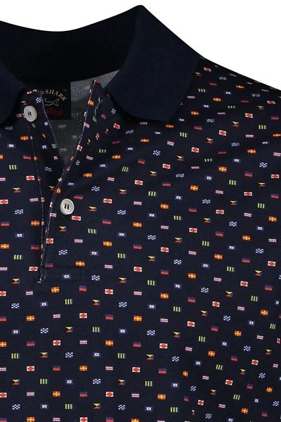 PAUL&SHARK Tricou pentru bărbați, bumbac, cu model, cu mânecă scurtă, cu guler polo, albastru marin23411319-013