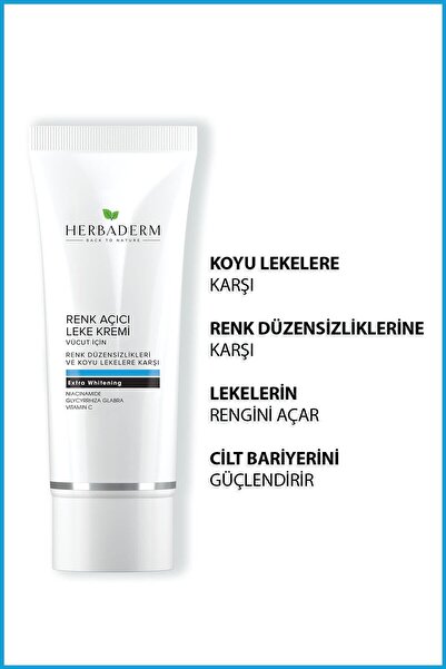 Herbaderm Cilt Beyazlatıcı Renk Açıcı Leke Kremi Vücut Için 60 ml