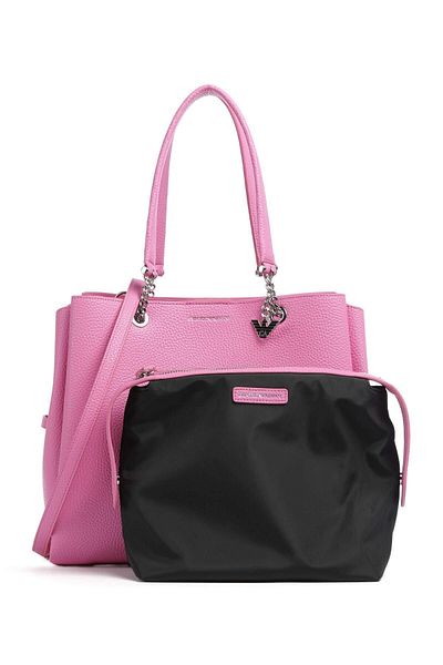 Emporio Armani Women's Logo Leather Zippered Daily Use Pink Shoulder Bag Y3D158 YFN6E-88028