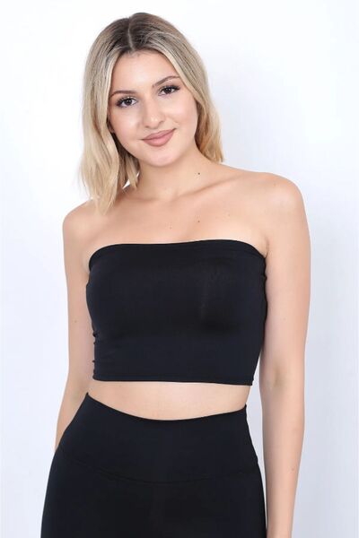 MYCPARL Dalgıç Kumaş Basic Strapless Crop Blouse
