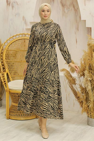 Bestenur Beyna Viscose Dress 938 - Mink