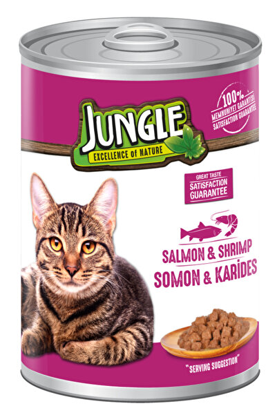 Jungle 400 GR KONSERVE KEDİ MAMASI SOMONLU & KARİDESLİ 12'Lİ