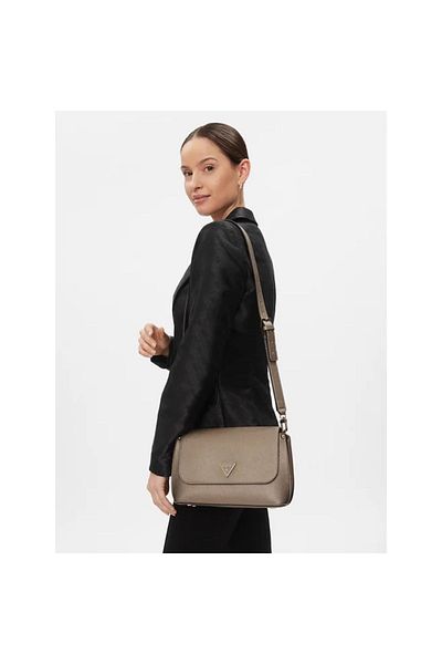 Guess Women's Brand Logo Adjustable Shoulder Strap Brown Shoulder Bag HWBG87 78200-PEW