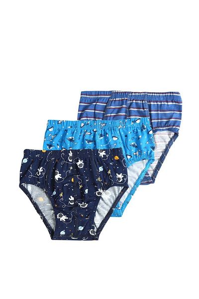 vitmo Set de 3 chiloți din bumbac Space Mixed Slip pentru băieți