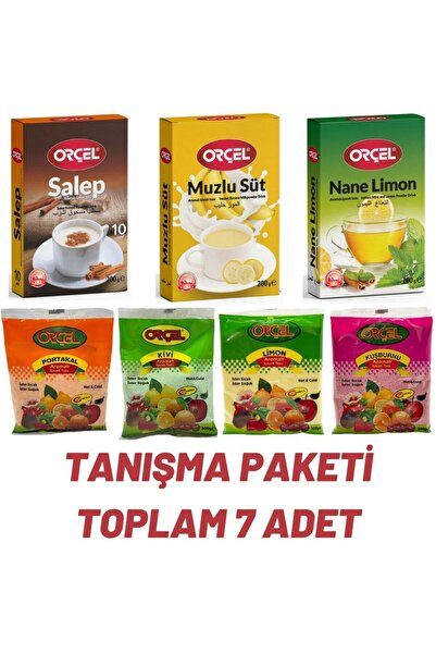 ORÇEL Toz Içecek Oralet Sıcak Soğuk Içim Karışık Set Tanışma Paketi 7 Adet