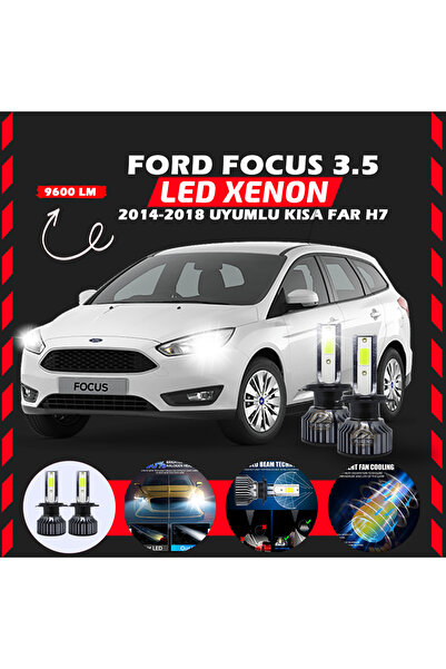 SHOOPLAA Ford Focus 3.5 2014-2018 Kısa Far Uyumlu Şimşek Etkili Led Xenon Pro...