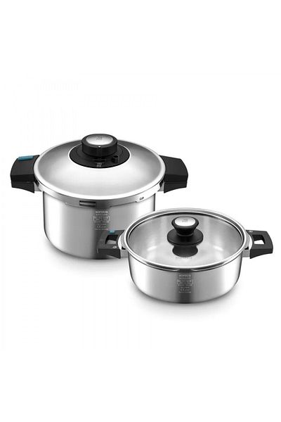 Karaca Quick and Safe Schnellkochtopf Set mit Induktionsboden 6+8 Lt