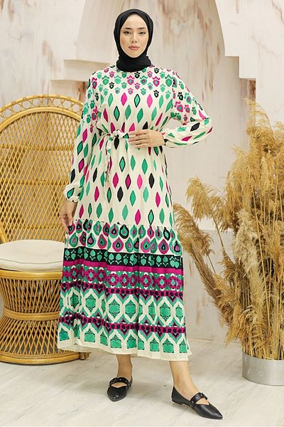 Bestenur فستان فيسكوز إكرو 943 - منسوج بألوان مختلطة