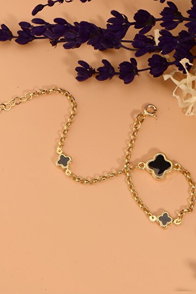 Çgk Çiğdem Gürel Kuyumculuk Siyah Yonca Altın Bileklik