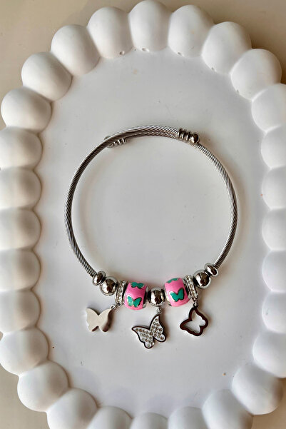 Fubena سوار من الفولاذ المقاوم للصدأ 316L بنمط الفراشة والخرز