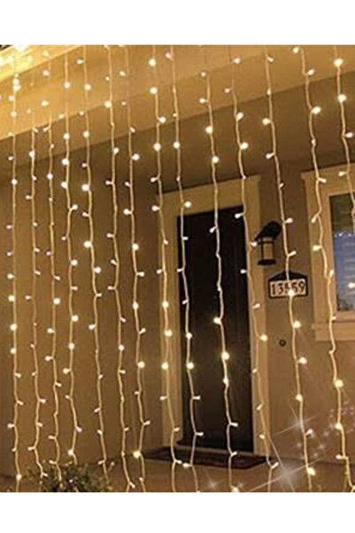 ASL PERDE LED SARI IŞIK 12 DALLI UZUNLUK 3 METRE YÜKSEKLİK 2 METRE UZATMA APARATLI 220 V İÇ VE DIŞ MEKAN