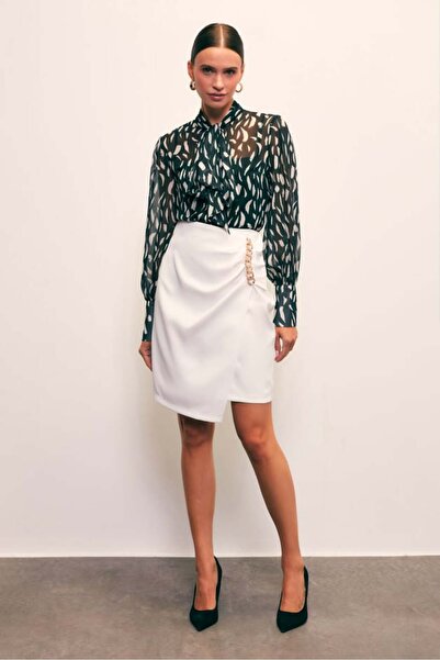 Sateen ZİNCİR DETAYLI ETEK - EKRU