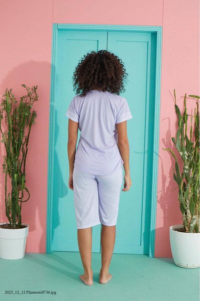 Pijamoni طقم بيجامة كابري بأكمام قصيرة للسيدات