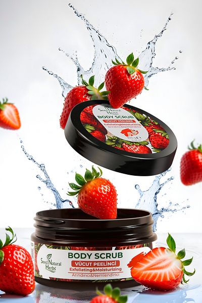 Seed Natural Herbs Strawberry Flavored Moisturizing Body Peeling - Nourishing and Purifying, 300 gr