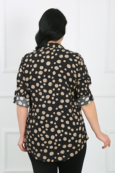 By Alba Collection Πουκάμισο μεγάλου μεγέθους για γυναίκες - βιζόν ψηλό πουά, βαμβακερή βισκόζη