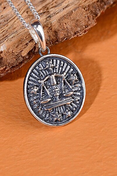 Ebrar Silver Gümüş Terazi Burcu Kolye 925 Ayar Gümüş Terazi Burç Unisex Kolye