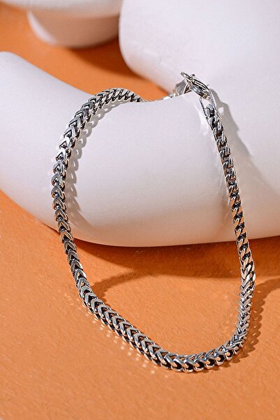 Ebrar Silver Gümüş Küp Model Örgü Erkek Bileklik 925 Ayar Gümüş Küp Kesim Örm...