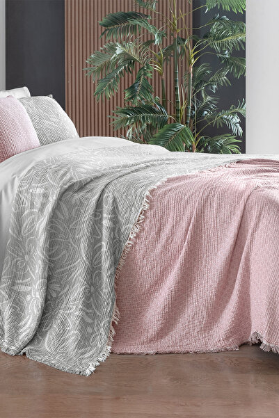 Sarev Zepia Gri Tek Kişilik %100 Pamuk Yatak Örtüsü