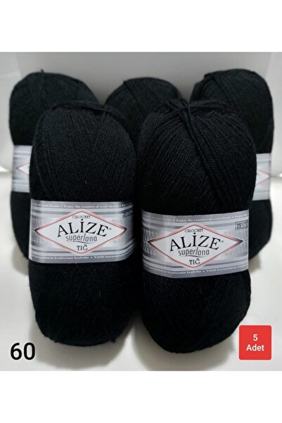 Alize Superlana Tığ El Örgü Ipi 60-siyah-5 Adet