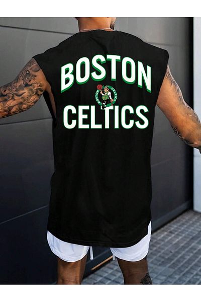 Revasser Boston Celtic Colorful Oversize Cotton Combed Cotton T-Shirt - Crew Neck, Zero Sleeve