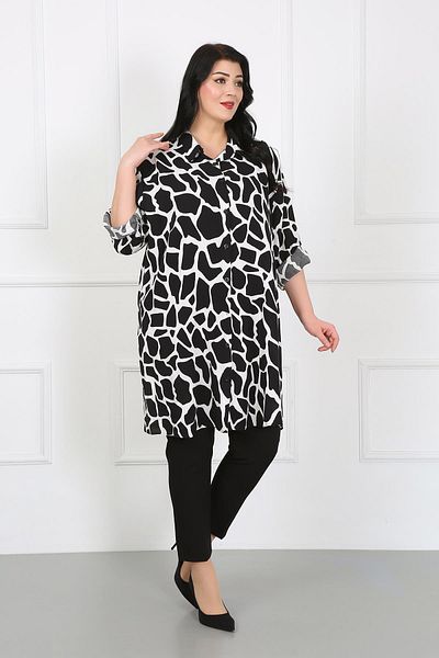 By Alba Collection Γυναικείο χιτώνα από βαμβακερή βισκόζη με λευκό σχέδιο