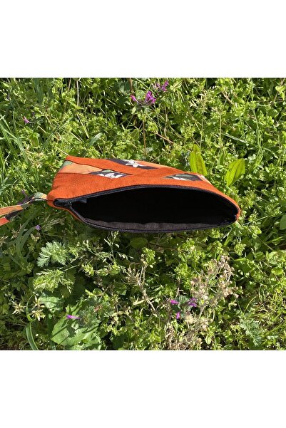 Handream Portakal Çiçeği Detaylı Patchwork Makyaj/El/Hediyelik/Çok Amaçlı Çanta