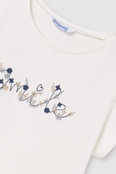 MAYORAL Girl's T-Shirt - Text Embroidered