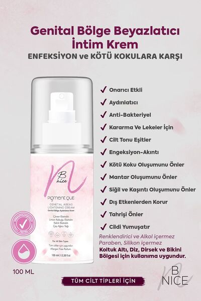 Genital Bölge Beyazlatıcı İntim Krem - Koltuk Altı Diz Dirsek Kararma Karşıtı - 100ML