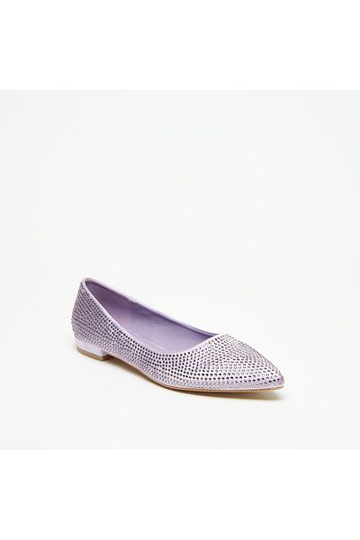Flora Bella by Shoexpress Flora Bella Embellished Slip-On Pointed Toe Ballerina Shoes