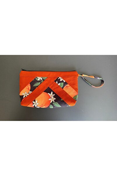 Handream Portakal Çiçeği Detaylı Patchwork Makyaj/El/Hediyelik/Çok Amaçlı Çanta
