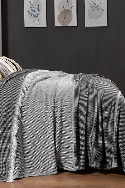 Sarev Eliot Siyah Tek Kişilik %100 Pamuk Yatak Örtüsü