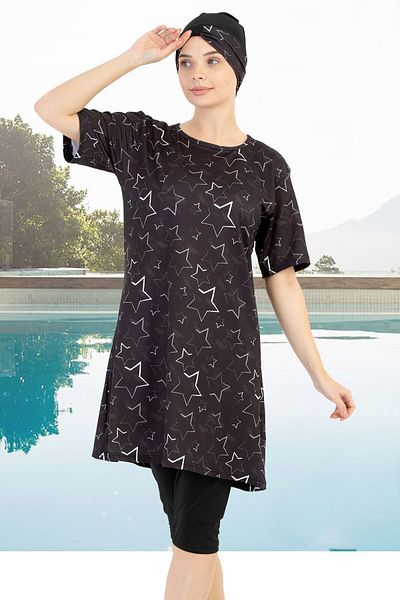 Jenny Daphne Quick Dry - Lycra Short Sleeve Hijab Swimsuit with Chest Pad 1604-37