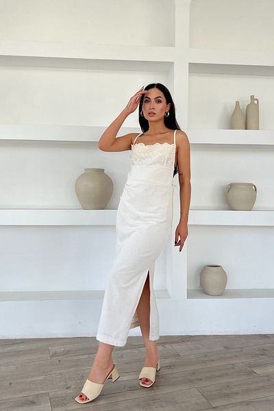 Seda Yalçın Atelier Linen Dress - Natural Lace Collar and Back Detail