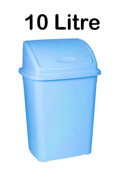Tiesa Home Coș de gunoi din plastic de 10 litri cu capac cu clic albastru