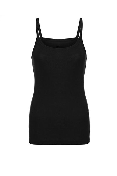 TOLIN 1224 Black Women's Ribbed Rope Strap 100% Cotton Undershirt