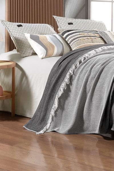 Sarev Eliot Black Double Blanket - 100% Cotton