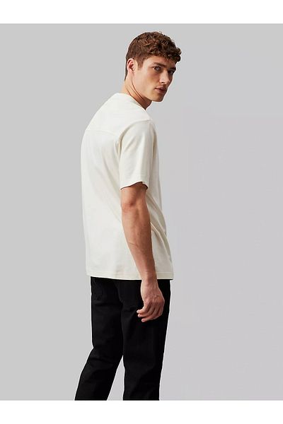 Calvin Klein Crew Neck White T-Shirt - Men, Short Sleeve, Brand Logo, Daily Use K10K113105-YAT