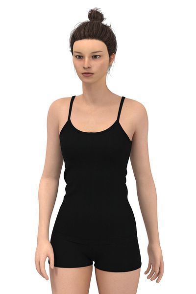 TOLIN 1224 Black Women's Ribbed Rope Strap 100% Cotton Undershirt