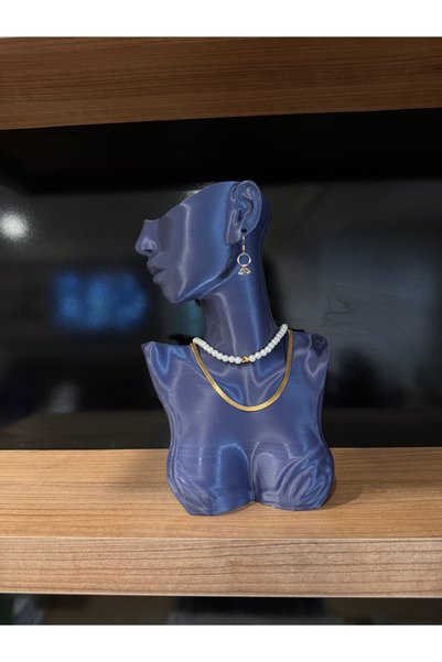 3desen Decorative Jewelry Mannequin Stand Silver Blue